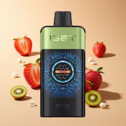 IGET ONE 12000 Puffs Wegwerp Vape Aardbei-Kiwi IJs Groot Gebogen Kleurenscherm 2700 mAh Batterijcapaciteit